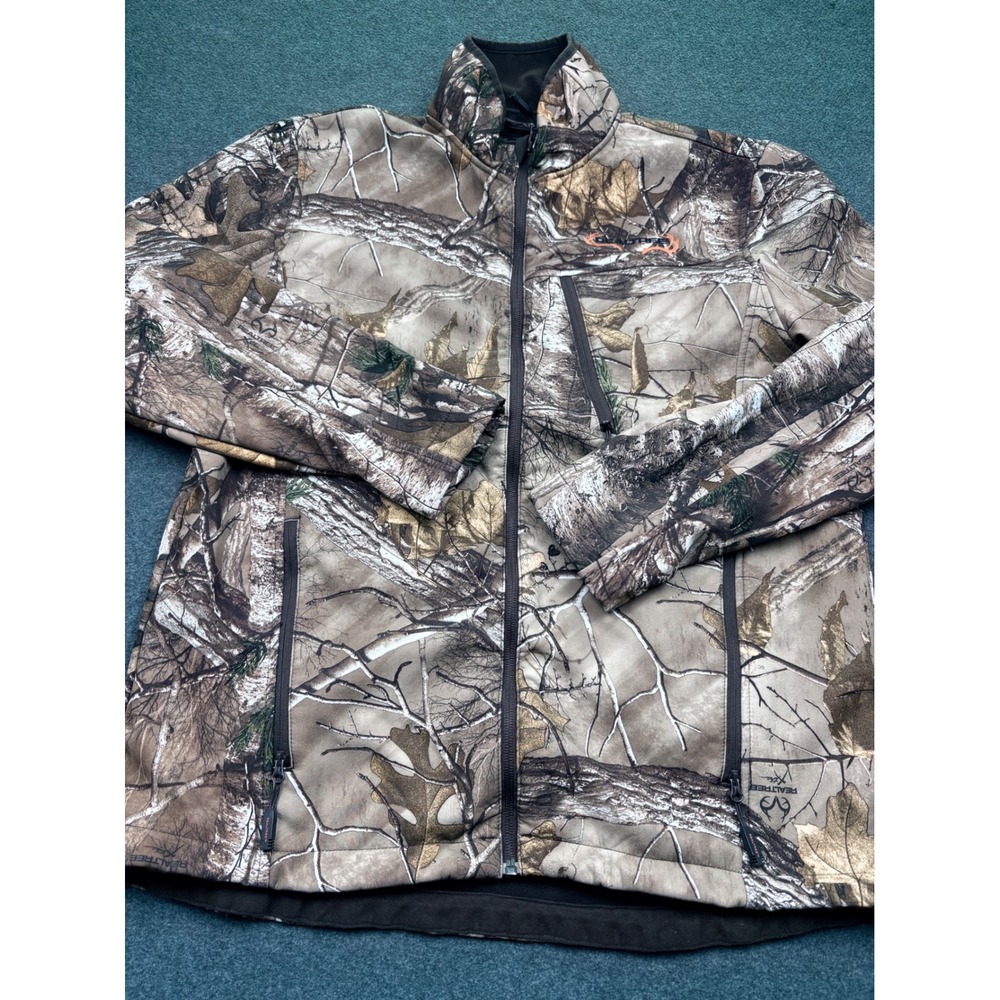 Realtree Xtra Camo Softshell Jacket Mens Medium Full Zip Fleece Lined Hunting